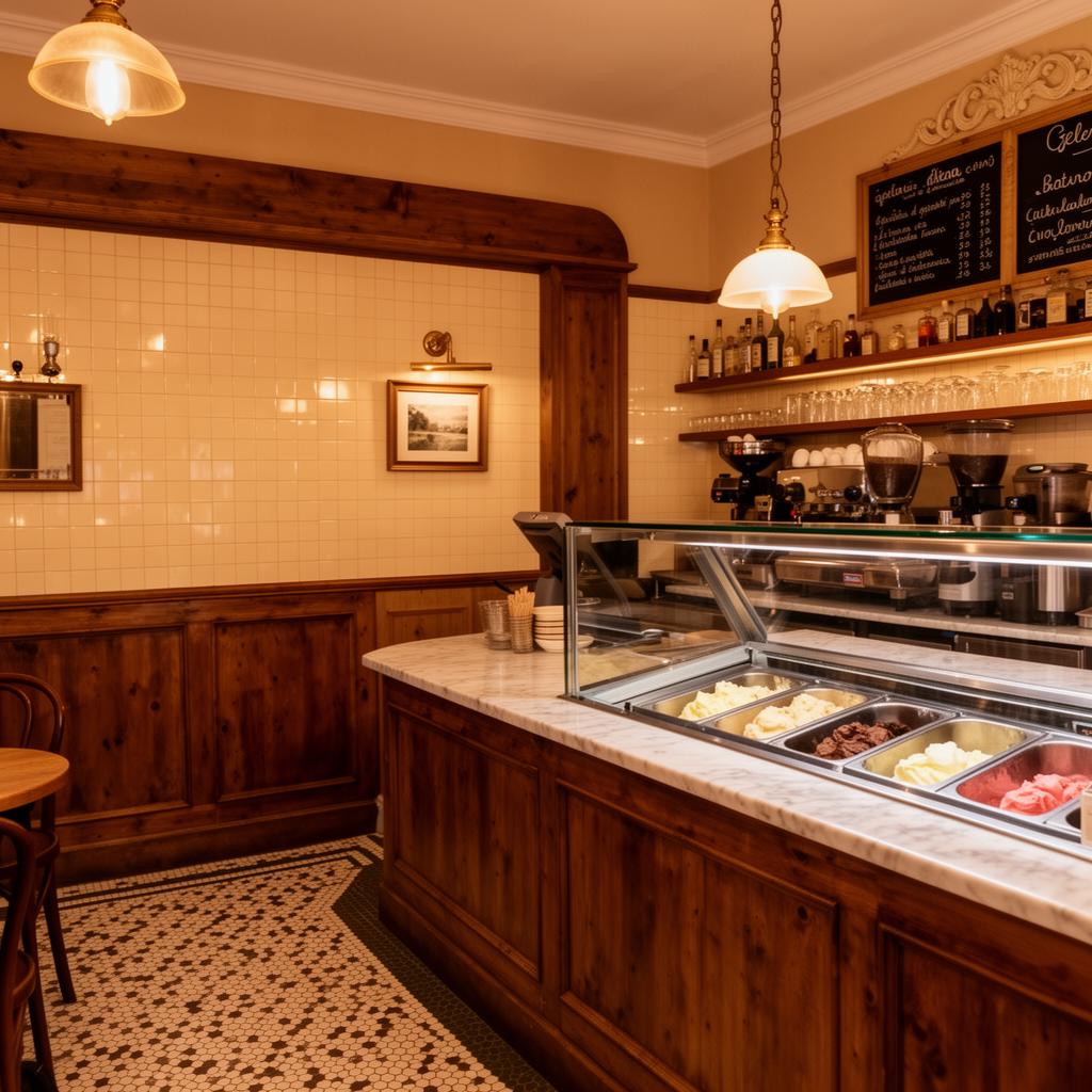 Interno accogliente della Gelateria Valentina